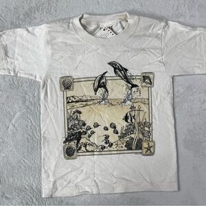 Del Sol Kids Dolphins Sea Turtles Ocean Adventure Graphic Tee - creme small